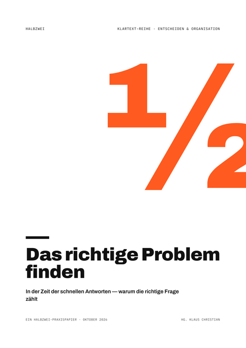 Cover: Das richtige Problem finden – halbzwei · Klartext-Reihe