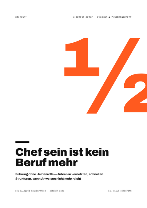 Cover: Chef sein ist kein Beruf mehr – halbzwei · Klartext-Reihe