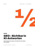 Cover: GEO – Sichtbar in KI-Antworten – halbzwei · Klartext-Reihe