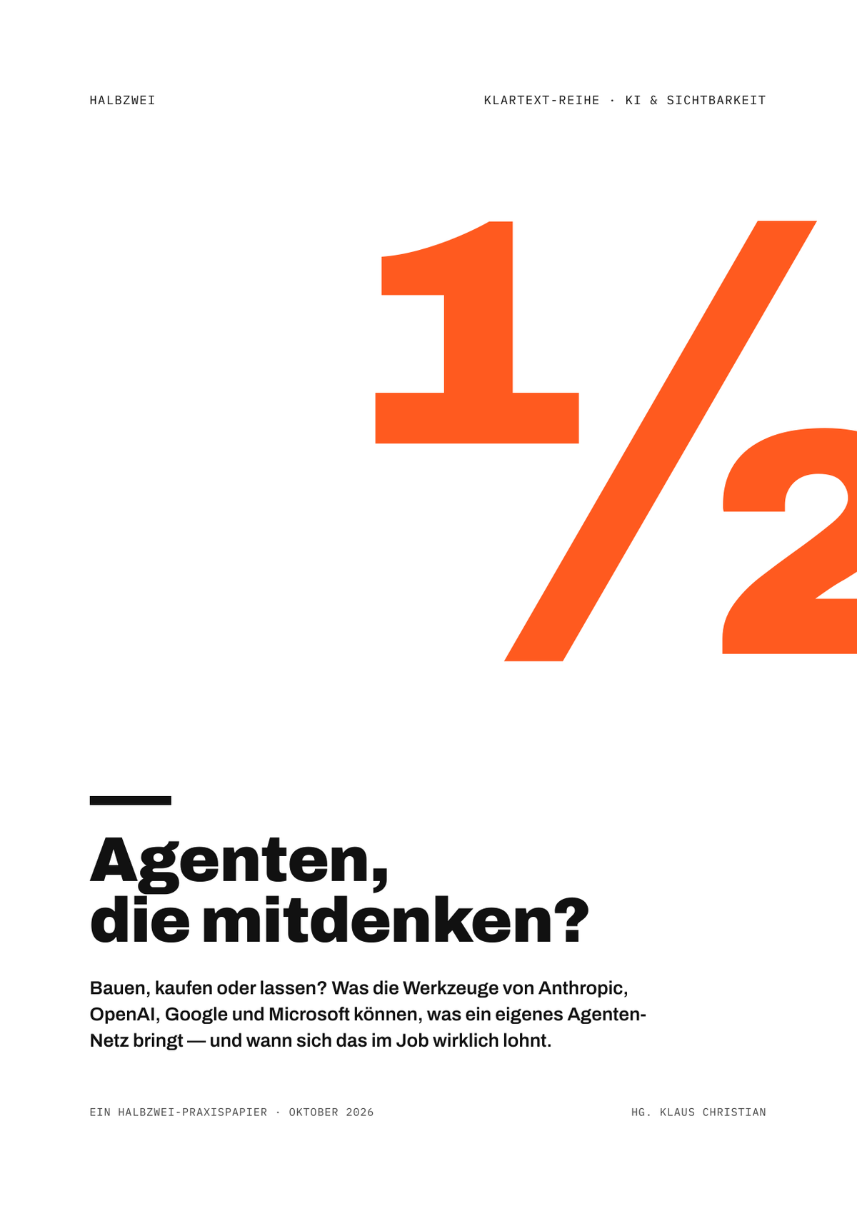 Cover: Agenten, die mitdenken? – halbzwei · Klartext-Reihe