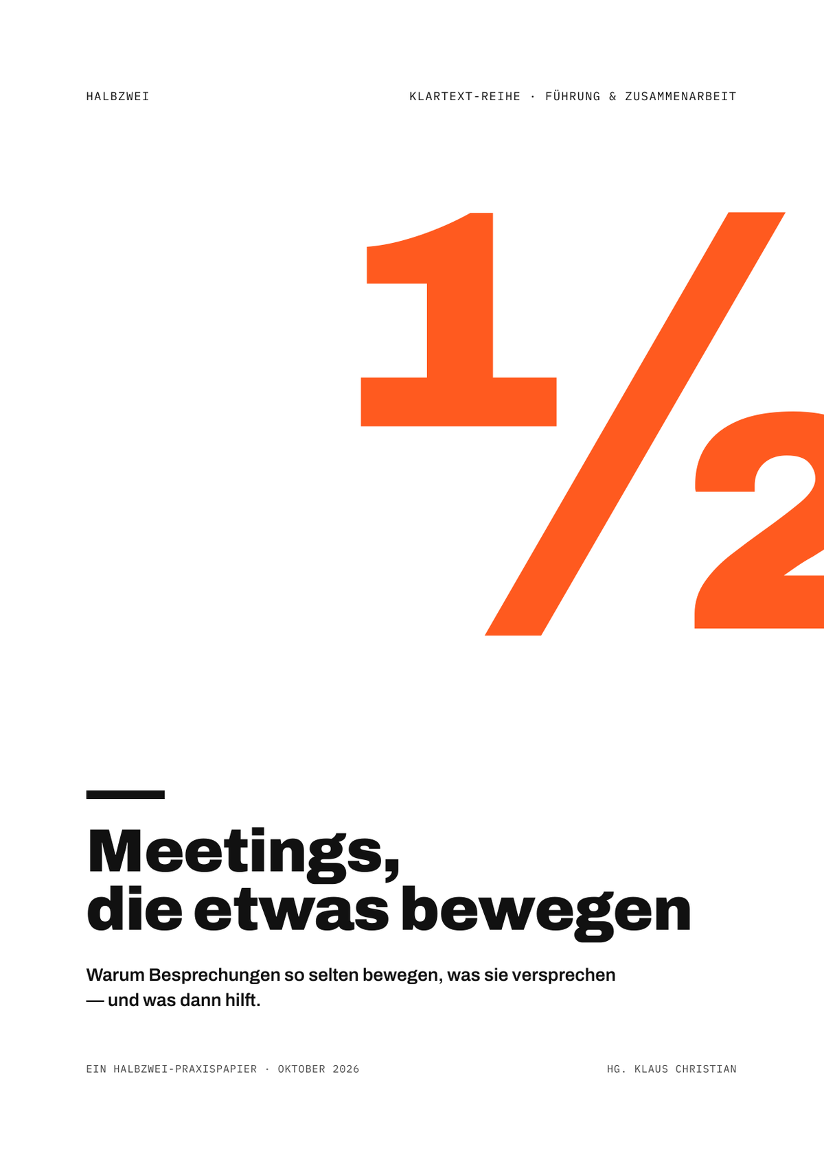 Cover: Meetings, die etwas bewegen – halbzwei · Klartext-Reihe
