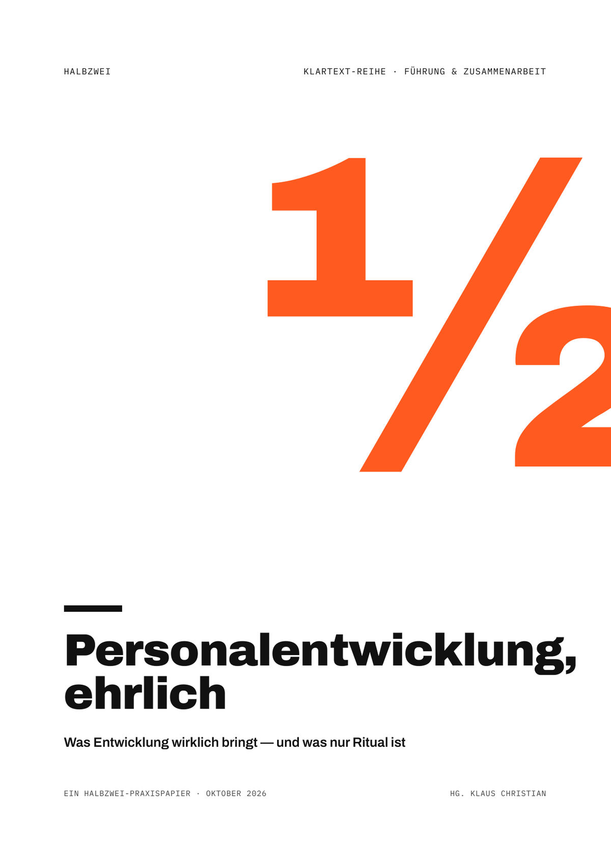 Cover: Personalentwicklung, ehrlich – halbzwei · Klartext-Reihe