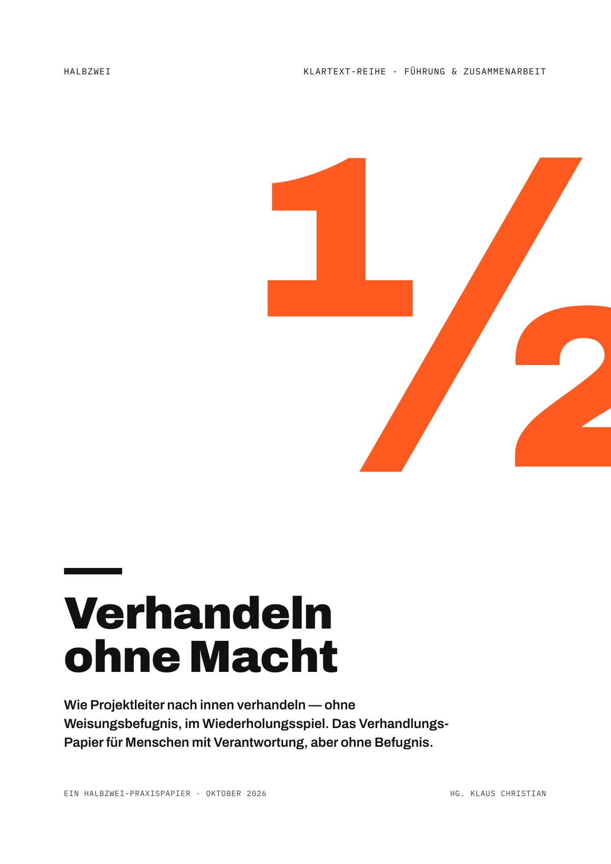 Cover: Verhandeln ohne Macht – halbzwei · Klartext-Reihe