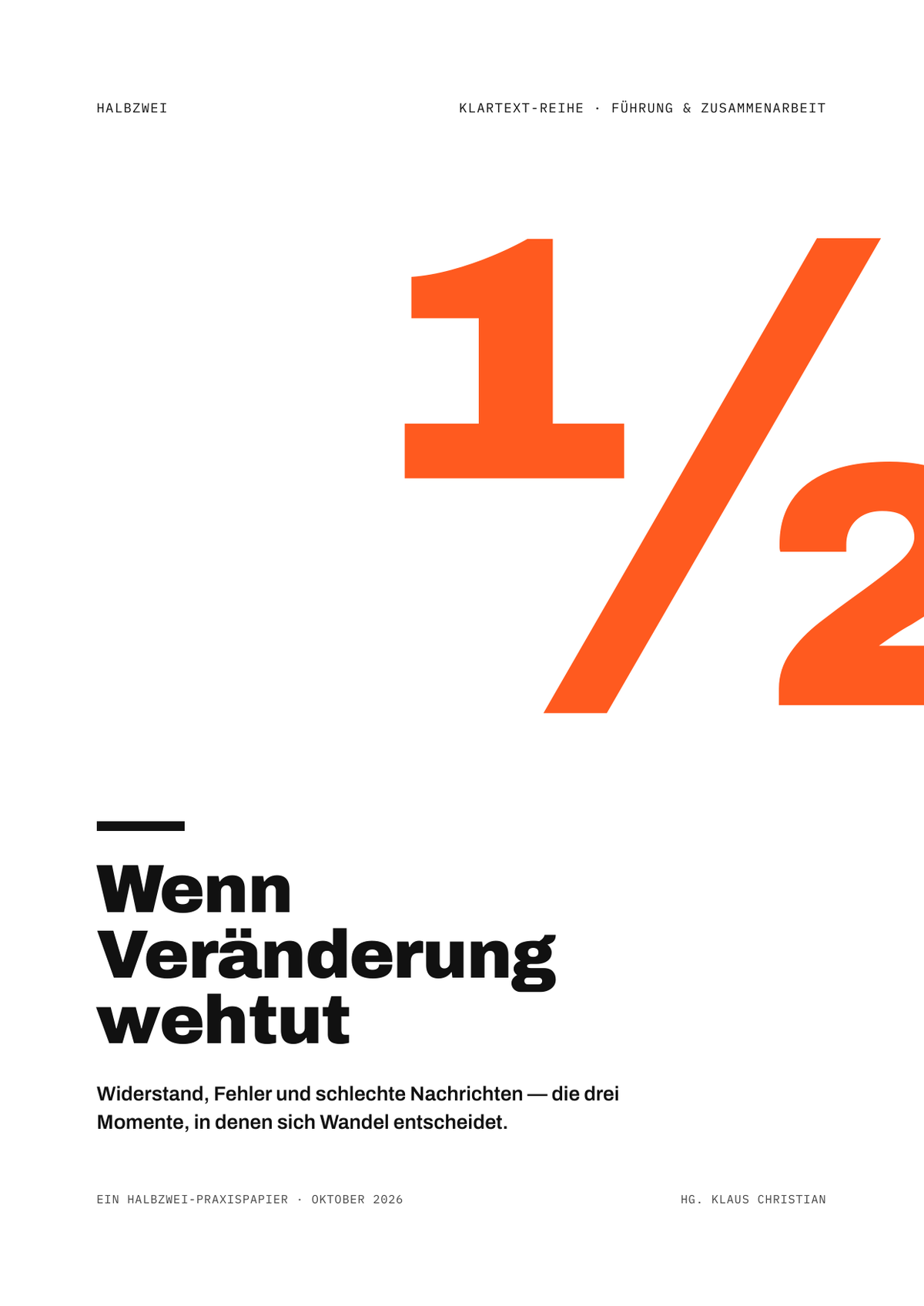 Cover: Wenn Veränderung wehtut – halbzwei · Klartext-Reihe